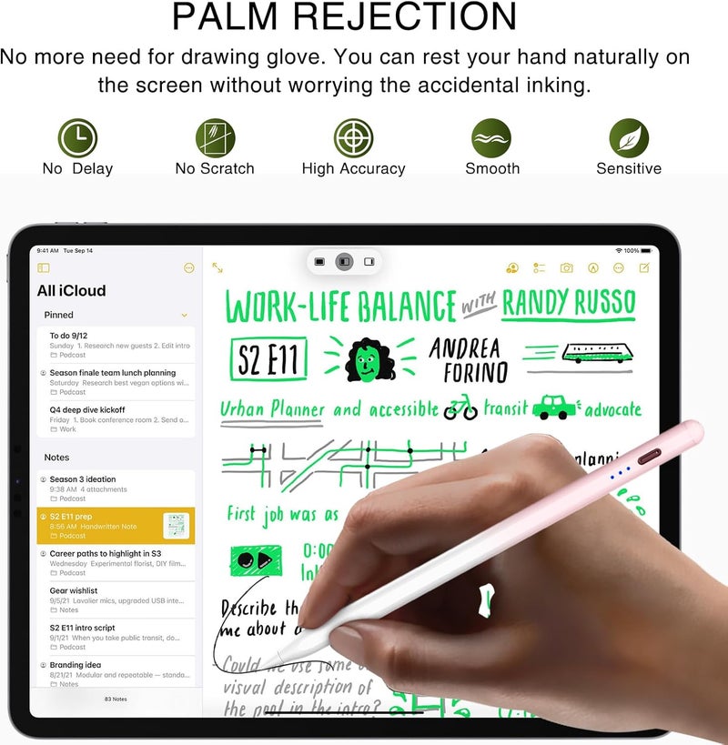 HATOKU Pen for iPad 2018-2025, 15 Mins Fast Charging Pencil 1st Generation with Tilt & Palm Rejection for iPad Air 3/4/5/M2/M3, iPad mini 5/6/7, iPad 6/7/8/9/10/11, iPad Pro 11/12.9/M4/M5 - Pink White - Image 5